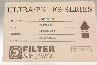 Ultra-Pak 504659003, UPKCMV14 Air Filter Rigid Cell 24"x24"x12" NOS