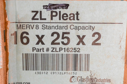 Glasfloss ZLP16252 ZL 16"x25"x2" Air Filter NOS
