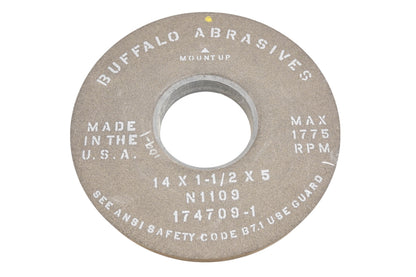 Buffalo Abrasives N1109, 34400120, 174709-1 C120-J-10ES Grinding Wheel 14"x1-1/2"x5" NOS