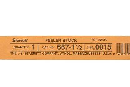 Starrett 667-1 1/2 Feeler .0015 Gage NOS