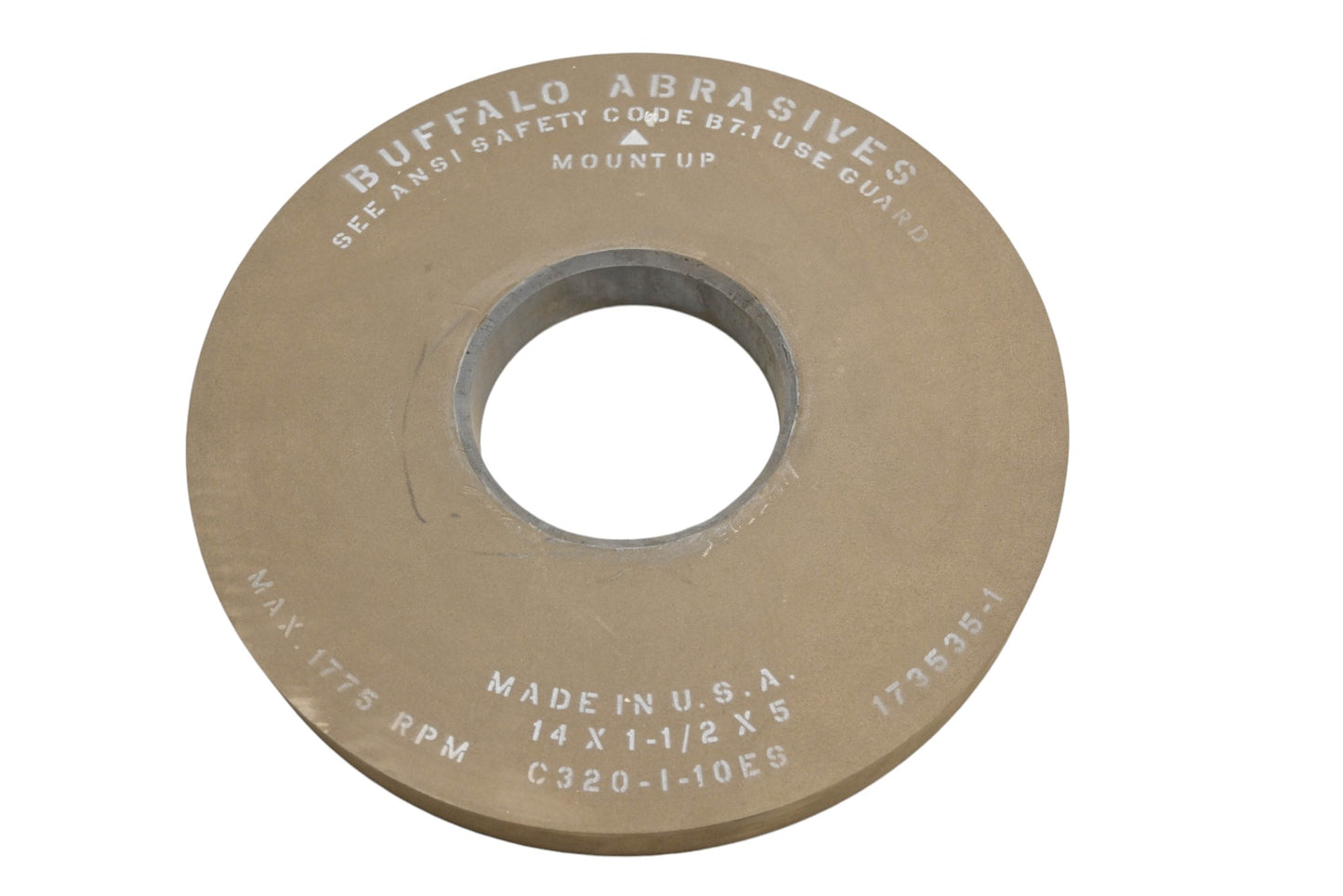 Buffalo Abrasives 173535-1, 34401667 C320-I-10ES Grinding Wheel 14"x1-1/2"x5" NOS