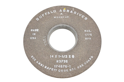 Buffalo Abrasives N3735, 174676-1, 34404161 C80-J-10ES Grinding Wheel 14"x1-1/2"x5" NOS