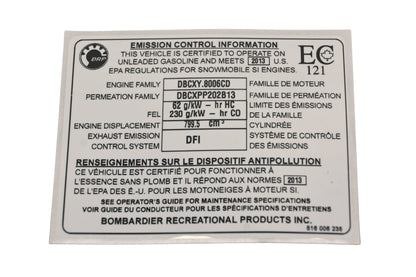 Aftermarket 516006235, P516006235 Emission Control Info Decal NOS