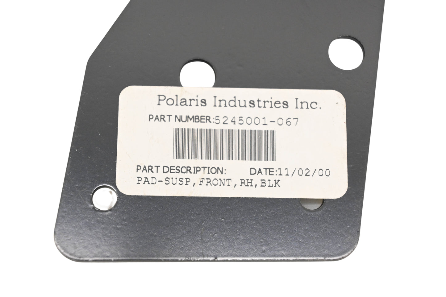 New OEM Polaris 5245001-067 Black Right Front Suspension Pad Bracket NOS