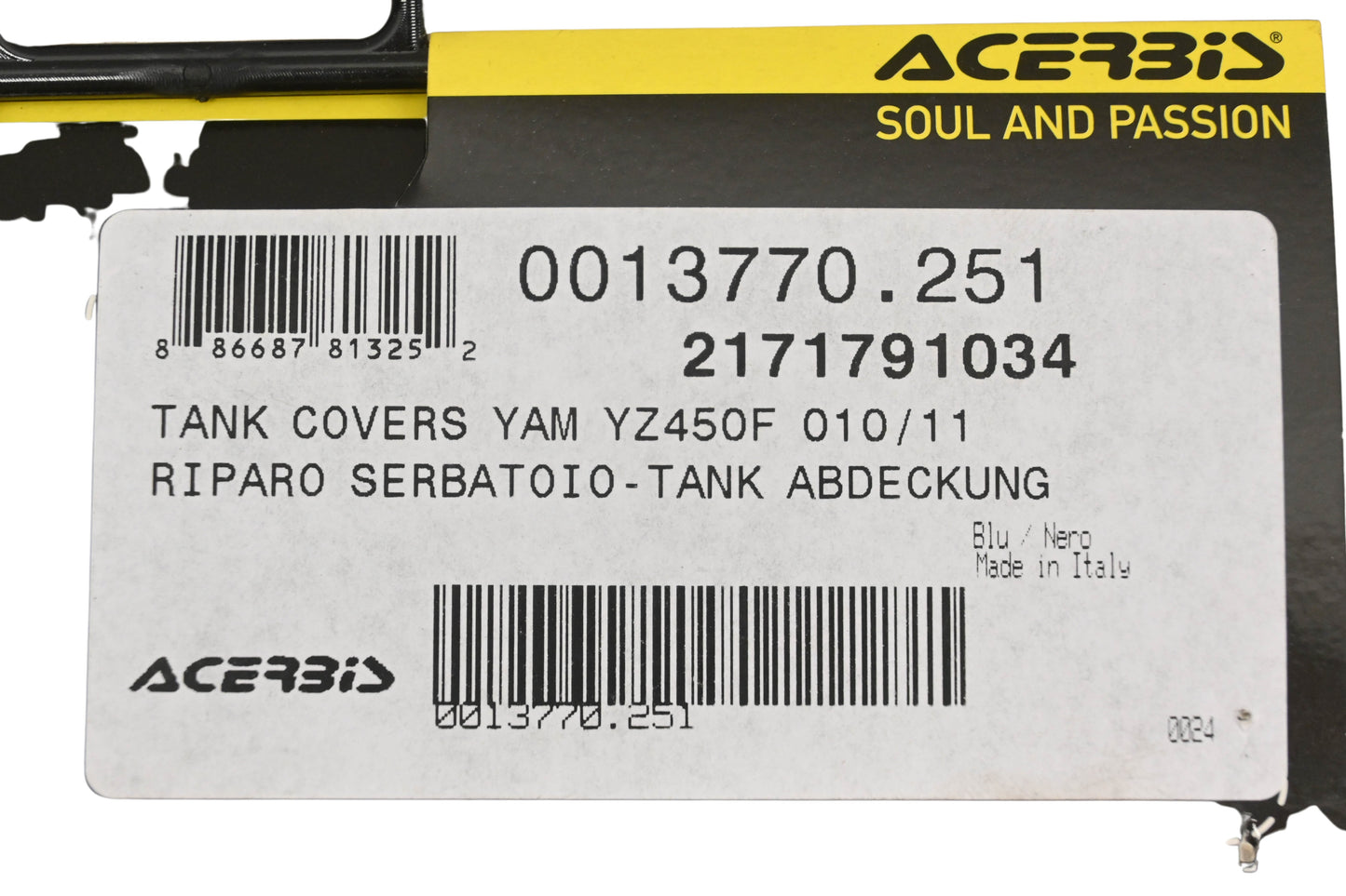 Acerbis 0013770.251, 2171791034 Blue Tank Cover Kit NOS