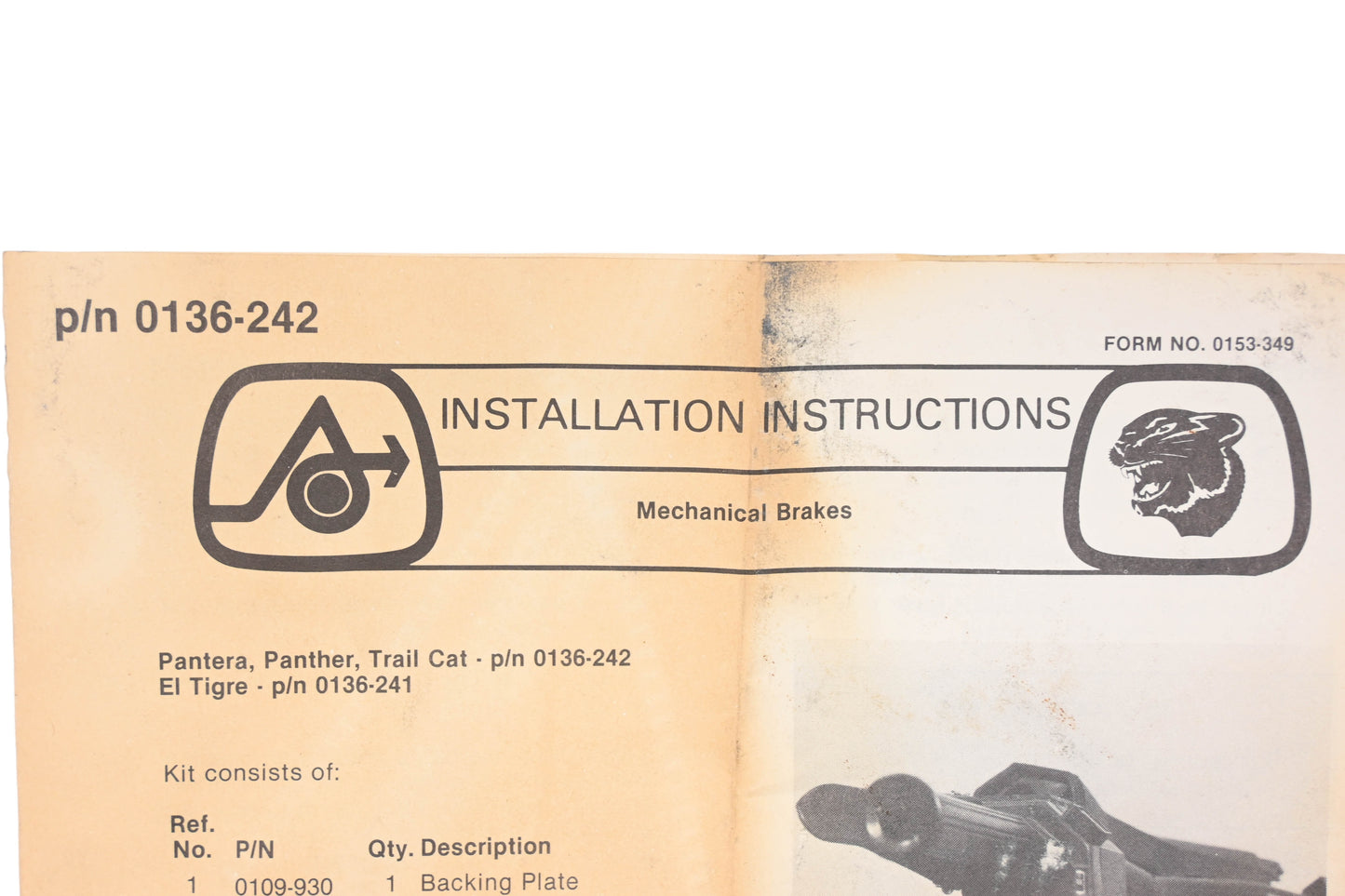 New OEM Arctic Cat 0136-242 Mechanical Brake Repair Kit NOS