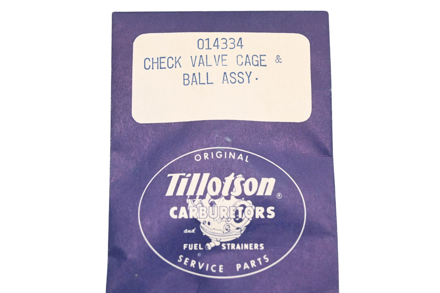 Tillotson 014334, 404008800, 404-0088-00 Check Valve Cage & Ball Assembly NOS