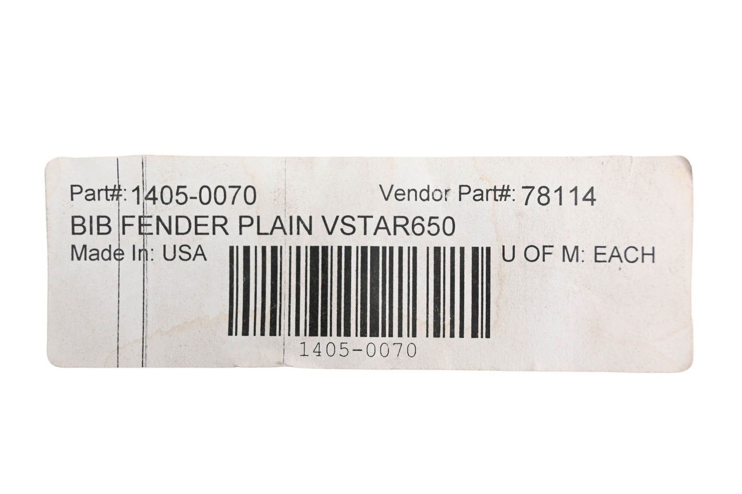 Mustang 78114, 1405-0070 Black Fender Bib NOS