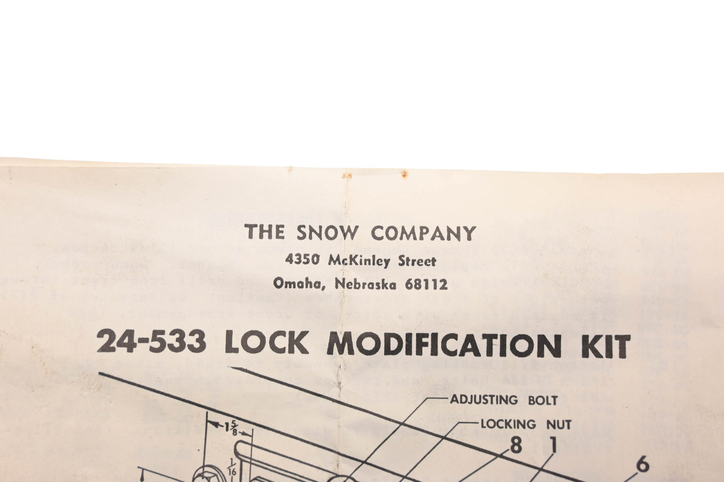 The Snow Company 24-533 Trailer Hitch Lock Modification Kit NOS