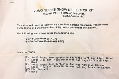 New OEM Yamaha SMA-8CA65-00-BK, SMA8CA6500BK Black Snow Deflector Kit NOS