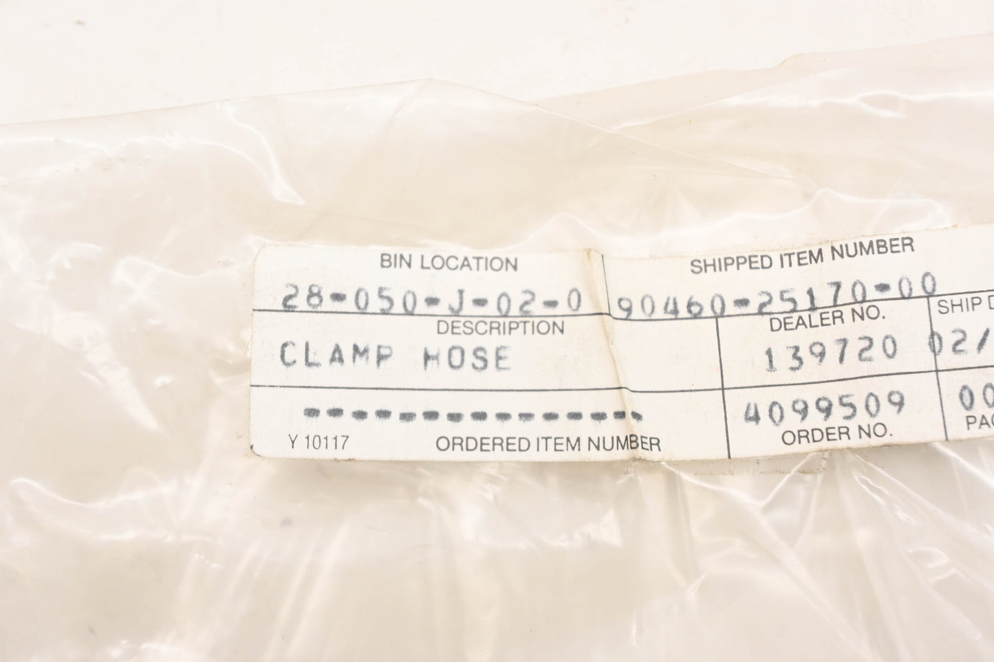New OEM Yamaha 904-60251-70-00, 90460-25170 Hose Clamp NOS