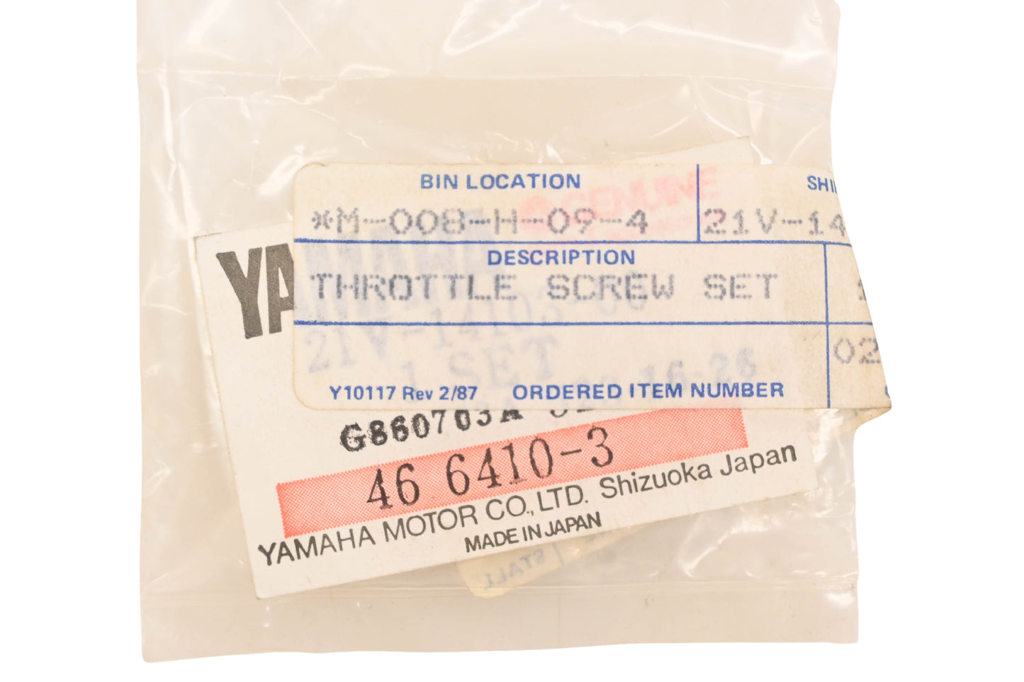 New OEM Yamaha 21V-14103-00-00 Throttle Screw Kit NOS