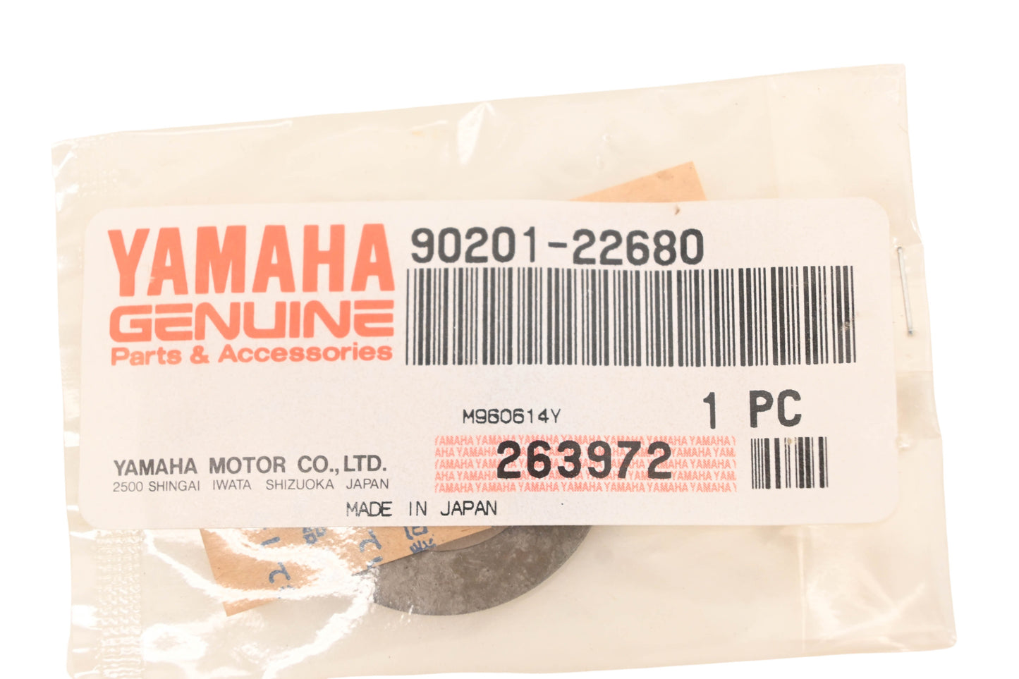 New OEM Yamaha 90201-22680-00 Plate Washer NOS