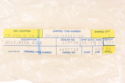 New OEM Yamaha 90102-08062-00 Bolt With Hole NOS