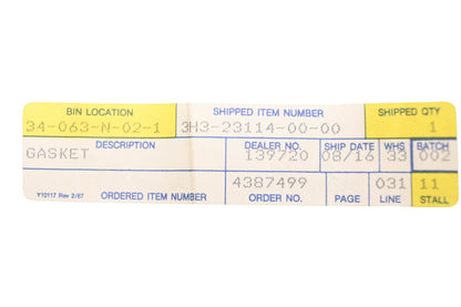 New OEM Yamaha 3H3-23114-00-00 O-Ring NOS