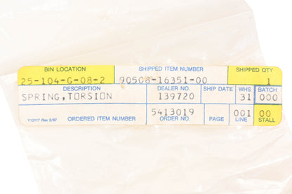New OEM Yamaha 90508-16351-00 Torsion Spring NOS