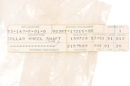 New OEM Yamaha 90387-17215-00 Wheel Shaft Collar NOS