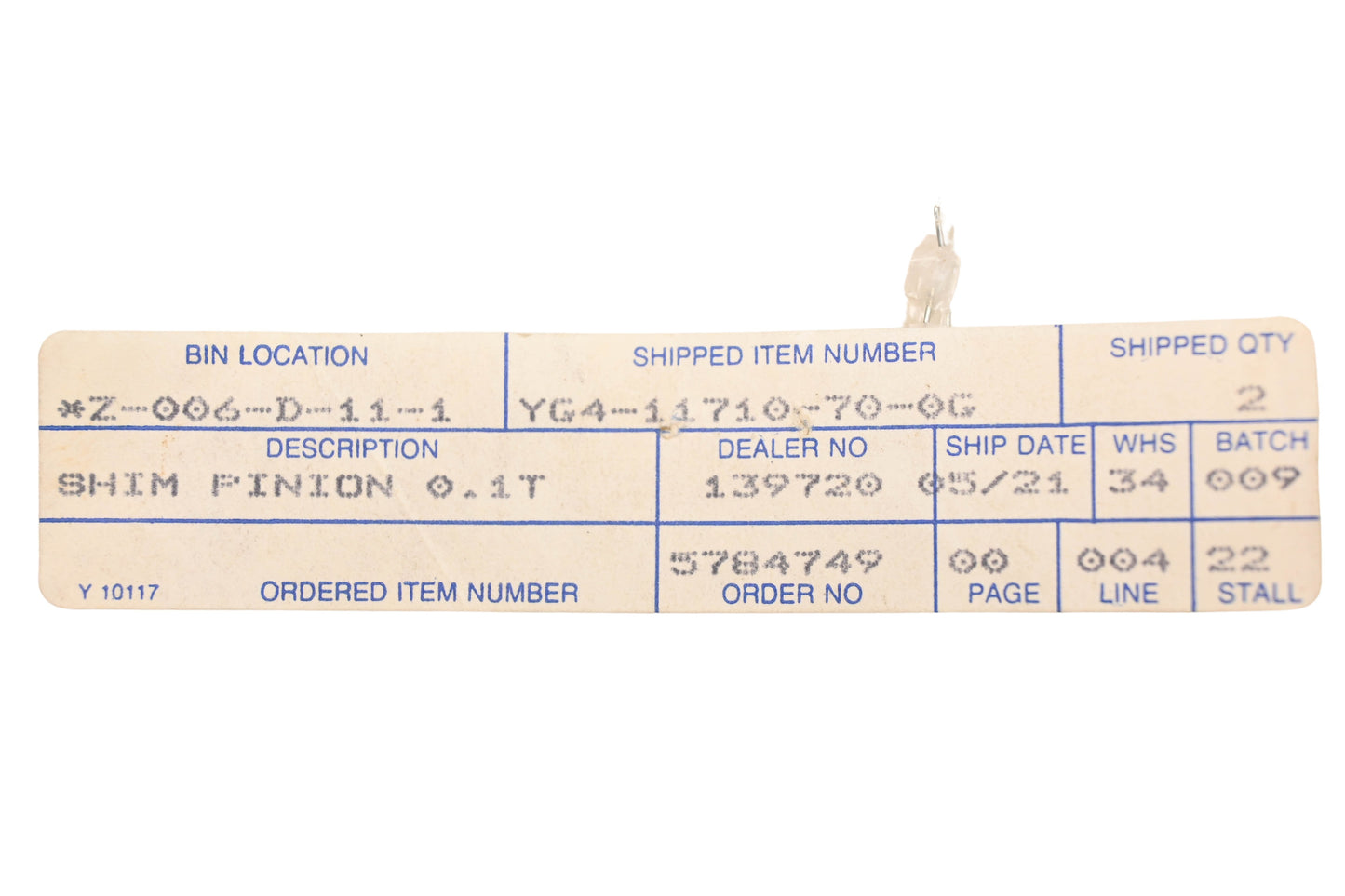 New OEM Yamaha YG4-11710-70-0G Pinion Shims Qty 2 NOS