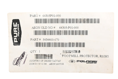 New OEM Polaris 5434405-070, 64305-P01-000, 64305P01-000 Right Footwell Protector NOS