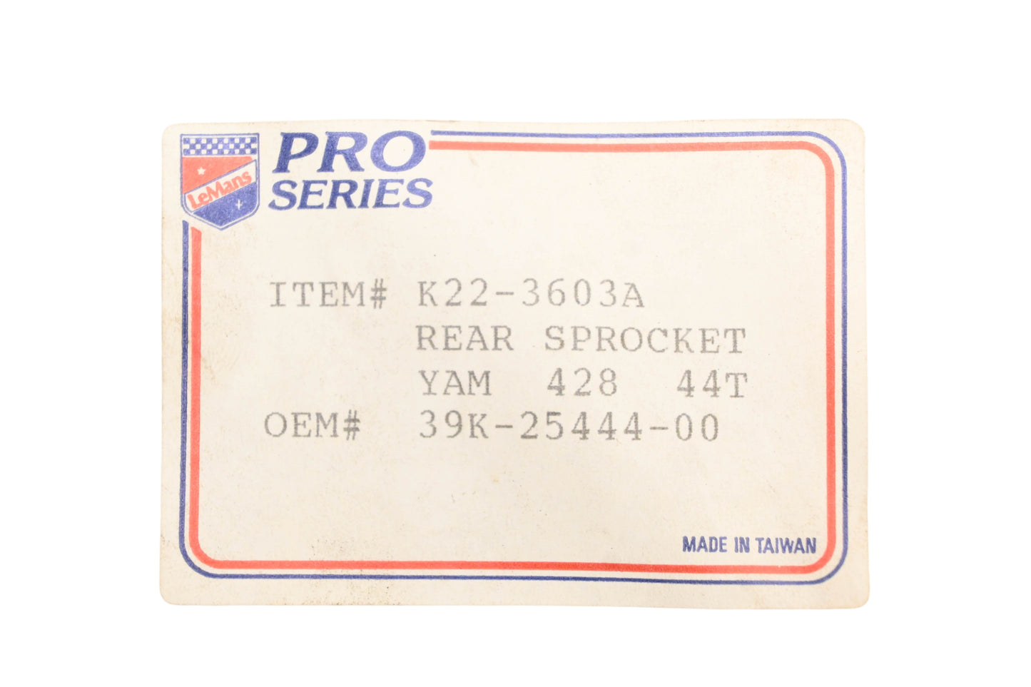 LeMans K22-3603A, 39K-25444-00-00 44T Rear Sprocket NOS