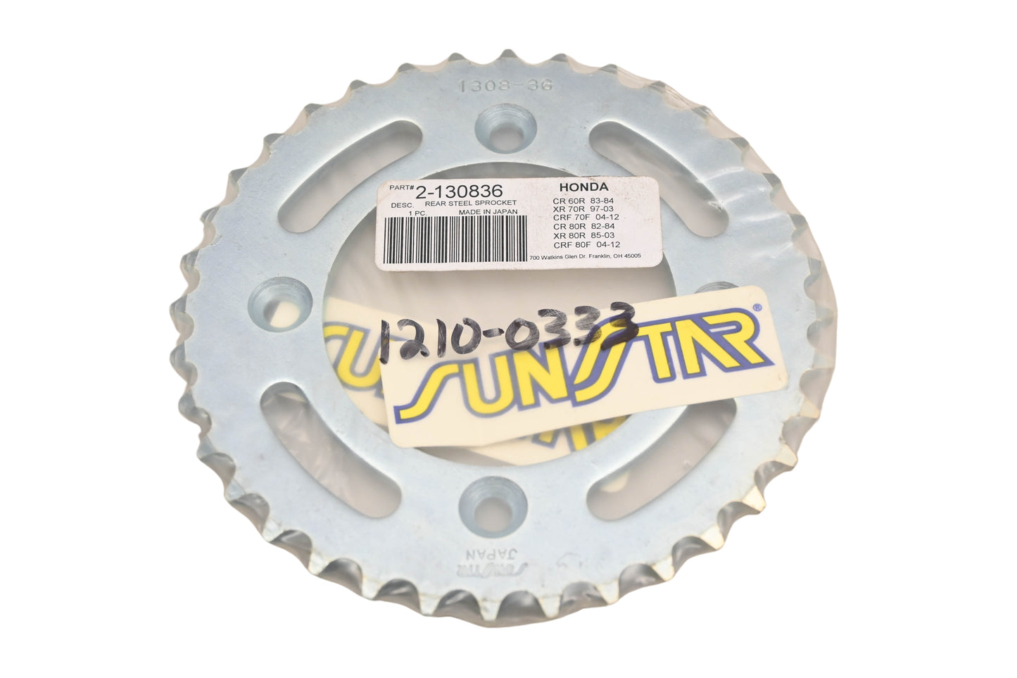 Sunstar 2-130836, 1308-36, 1210-0333 36T Rear Sprocket NOS