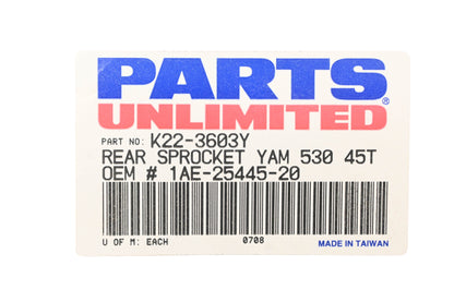 Parts Unlimited K22-3603Y, 1AE-25445-20, 1AE-25445-20-00 45T Rear Sprocket NOS