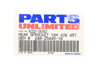 Parts Unlimited K22-3602, 248-25445-10, 248-25445-10-00 45T Rear Sprocket NOS