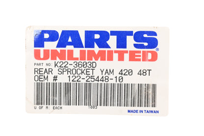 Parts Unlimited K22-3603D, 122-25448-10-00, 122-25448-10 48T Rear Sprocket NOS