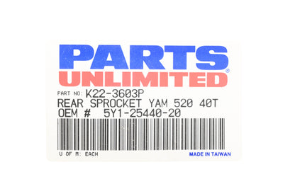 Parts Unlimited K22-3603P, 5Y1-25440-20-00, 5Y1-25440-20 40T Rear Sprocket NOS