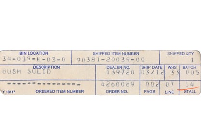 New OEM Yamaha 90381-20039-00 Solid Bushing NOS
