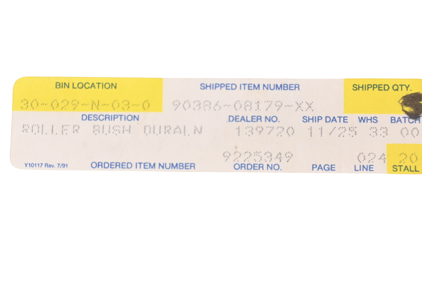 New OEM Yamaha 90386-08179-XX Roller Bushing NOS