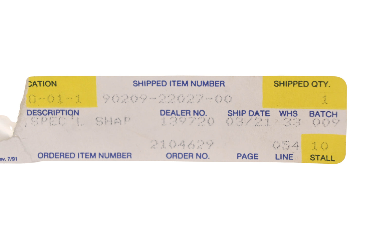 New OEM Yamaha 90209-22027-00 Rear Axle Special Shaped Washer NOS