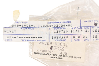New OEM Yamaha 90269-03034-00 Special Shaped Rivets Qty 2 NOS