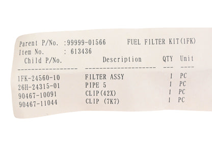New OEM Yamaha 99999-01566-00 Fuel Filter Kit NOS