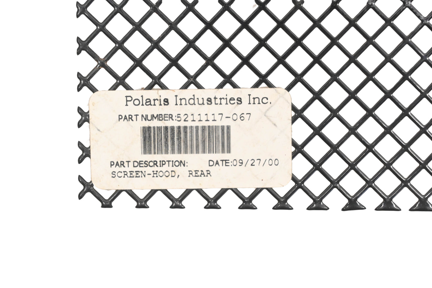 New OEM Polaris 5211117-067 Rear Hood Screen NOS