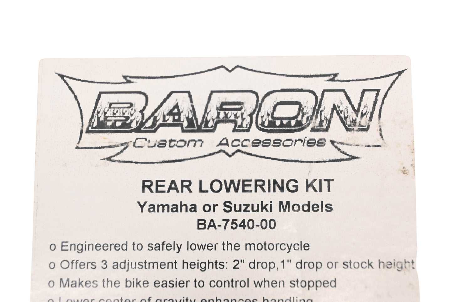 Baron BA-7540-00 Rear Lowering Kit NOS