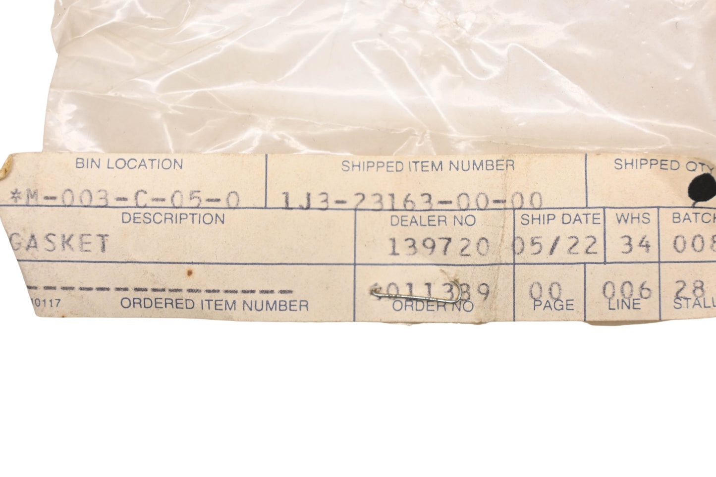 New OEM Yamaha 1J3-23163-00-00 Gasket Pair NOS