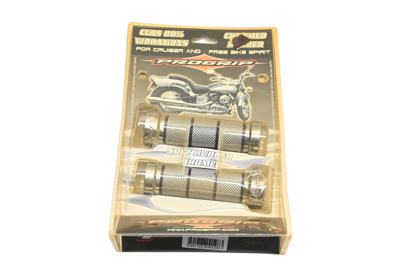 Pro Grip PG 866, PG866 Silver 1" Soft Rubber Chromed Handle Kit NOS
