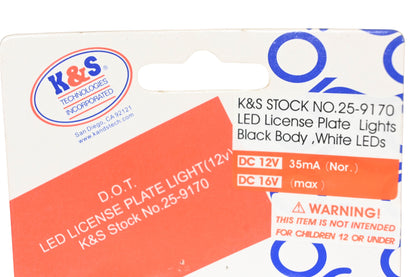 K&S 25-9170, 225-9170 LED License Plate Light Kit NOS
