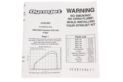 Dynojet 4182.003, DJ-4182 Yamaha XVS1100 V-Star Jet Kit NOS