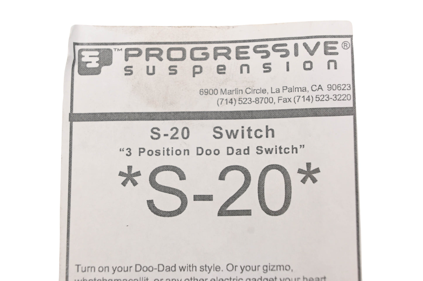 Progressive Suspension S-20 3-Way Position Switch Kit NOS