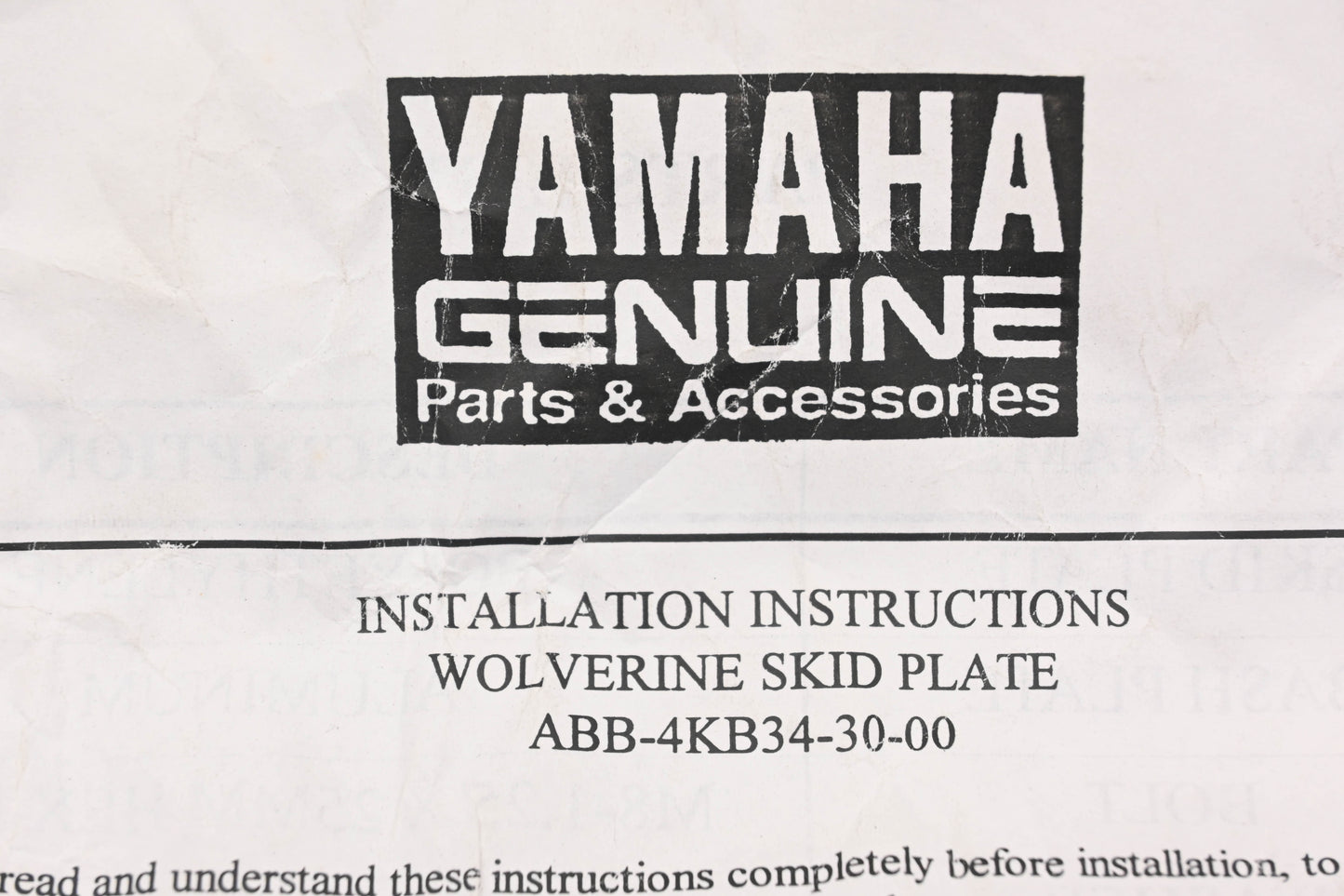 New OEM Yamaha ABB-4KB34-30-00 Wolverine Bash Plate Kit NOS