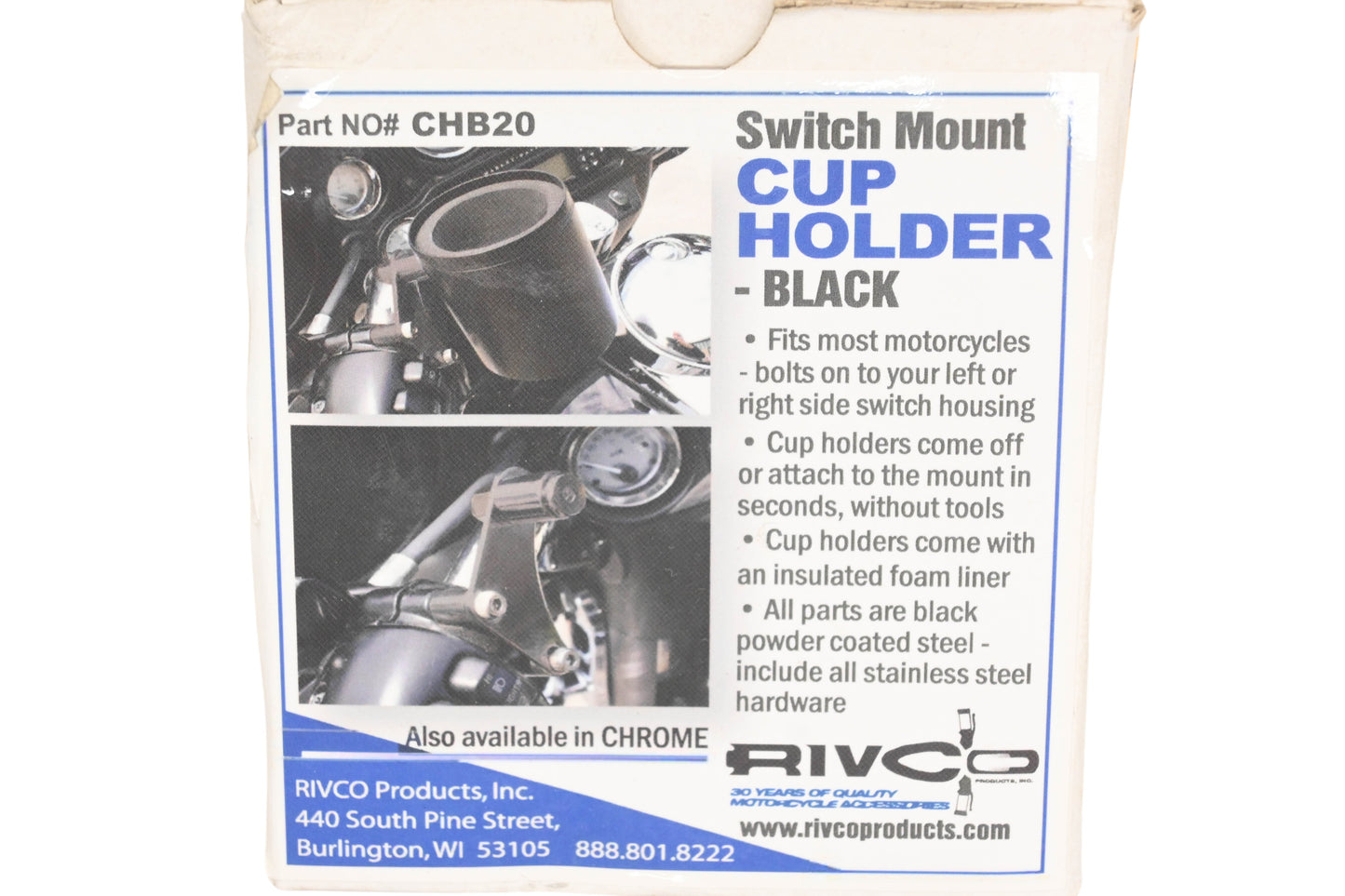 Rivco CHB20 Black Cup Holder Kit NOS