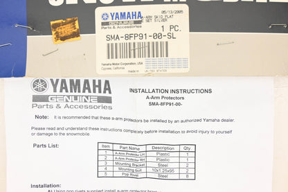 New OEM Yamaha SMA-8FP91-00-SL Silver A-Arm Skid Plate Kit NOS