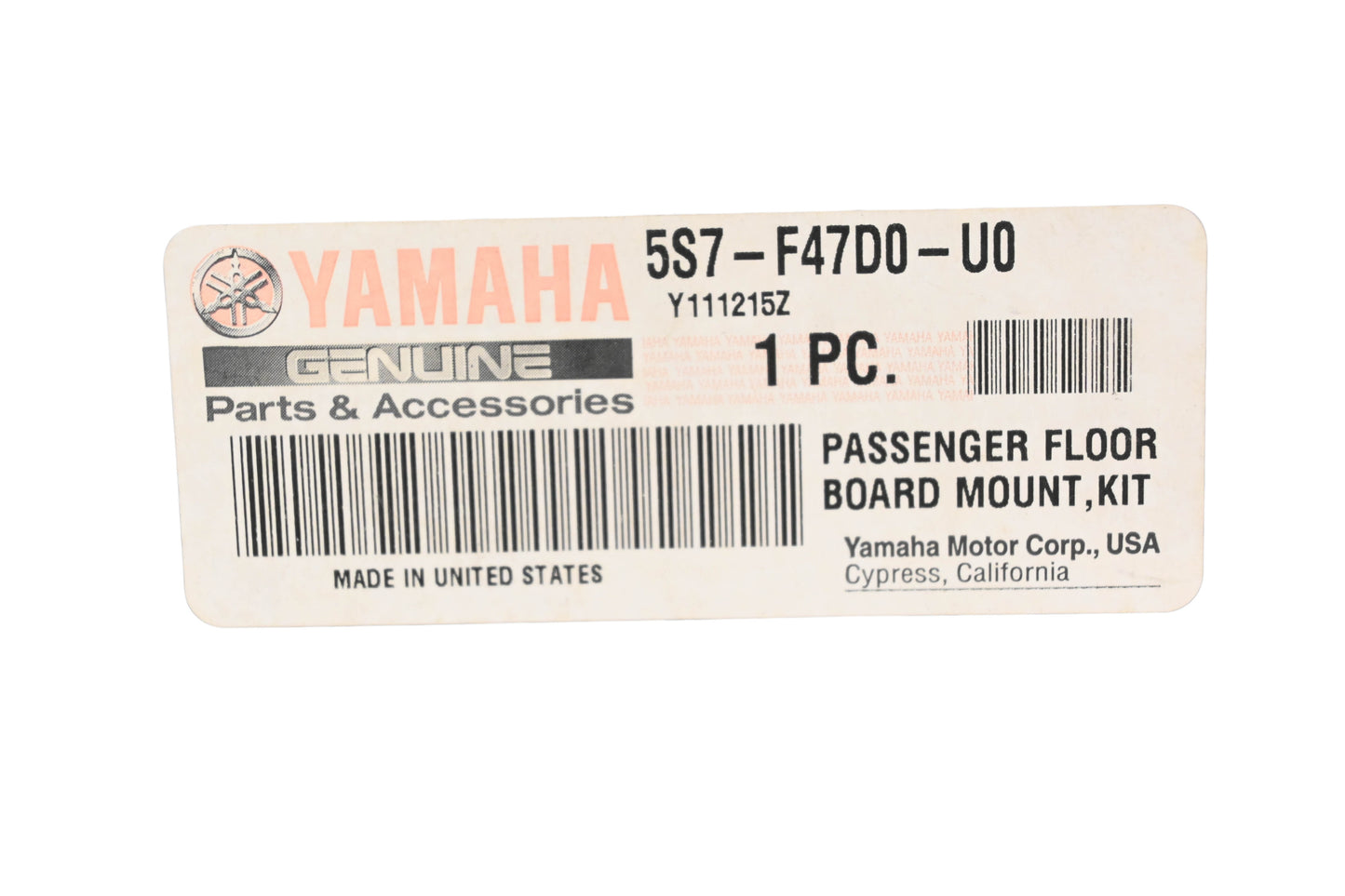 New OEM Yamaha 5S7-F47D0-U0-00 Passenger Floorboard Mount Adapter Plate Kit NOS