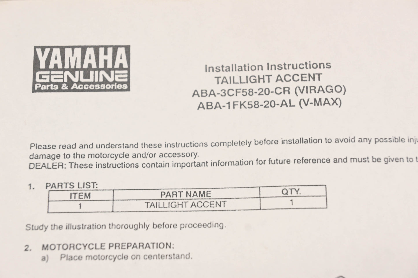 New OEM Yamaha ABA-3CF58-20-CR Accent Light Cover NOS