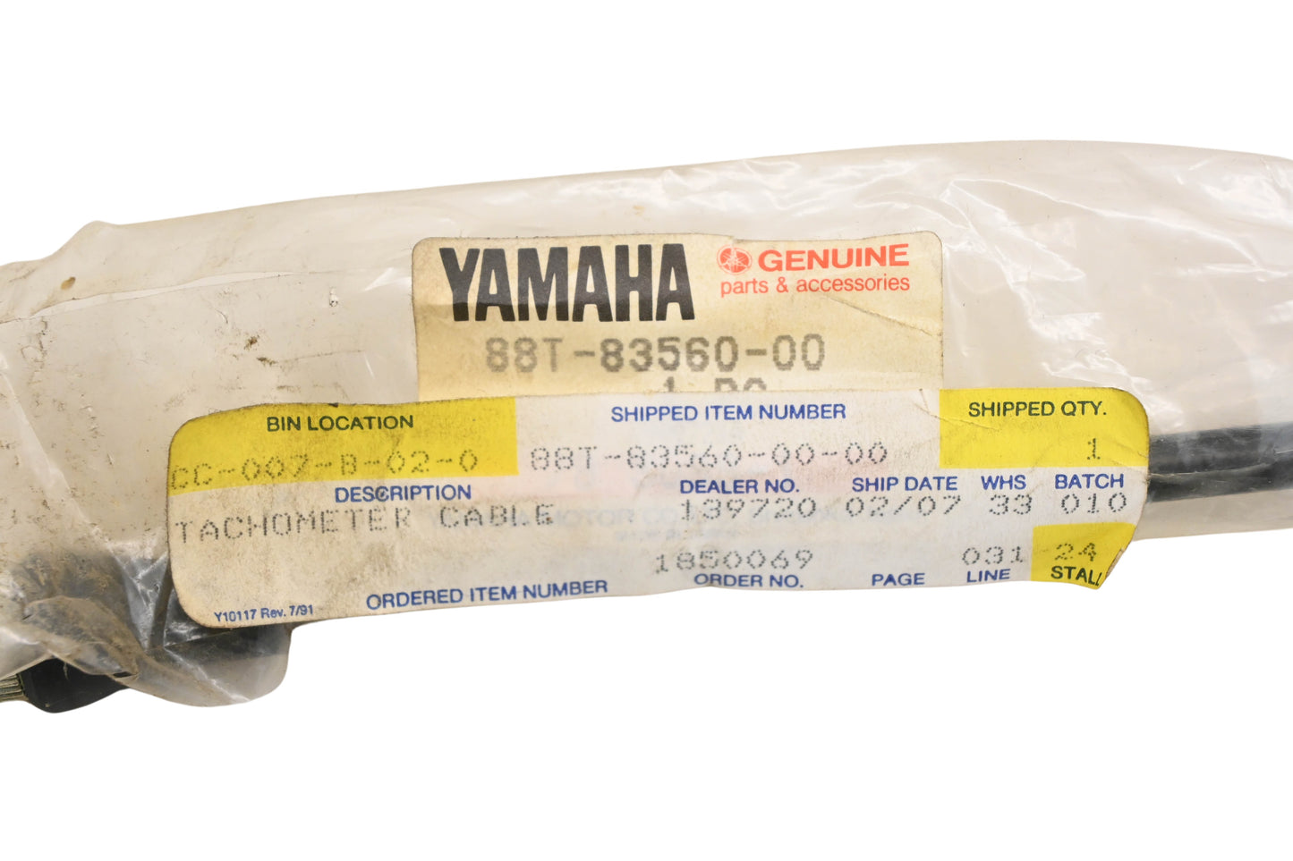 New OEM Yamaha 88T-83560-00-00 Tachometer Cable NOS