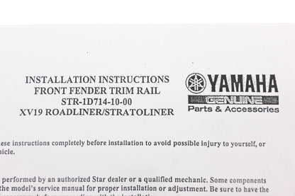 OEM Yamaha STR-1D714-10-00 Front Fender Trim Rail Assembly