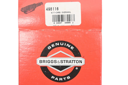 New OEM Briggs & Stratton 498116 Carburetor Overhaul Kit NOS