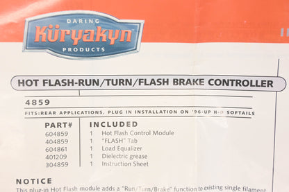 Kuryakyn 4859, 2050-0008 Hot Flash-Run Turn Flash Brake Controller Kit NOS